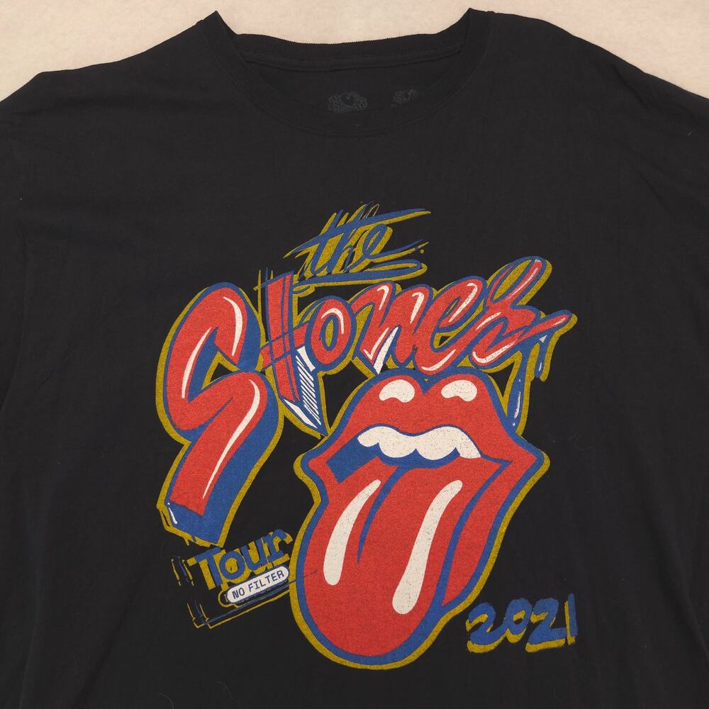 The Rolling Stones Band Crew Neck Short Sleeve T Shirt Mens Size XL Black